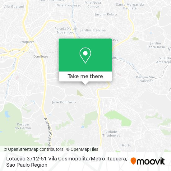 Mapa Lotação 3712-51 Vila Cosmopolita / Metrô Itaquera