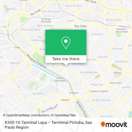 Mapa 8300-10 Terminal Lapa – Termimal Pirituba