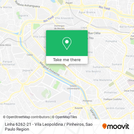 Mapa Linha 6262-21 - Vila Leopoldina / Pinheiros