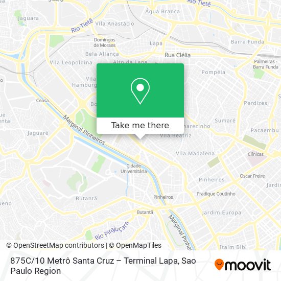 875C / 10 Metrô Santa Cruz – Terminal Lapa map