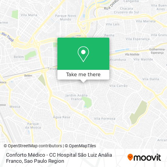 Mapa Conforto Médico - CC Hospital São Luiz Anália Franco