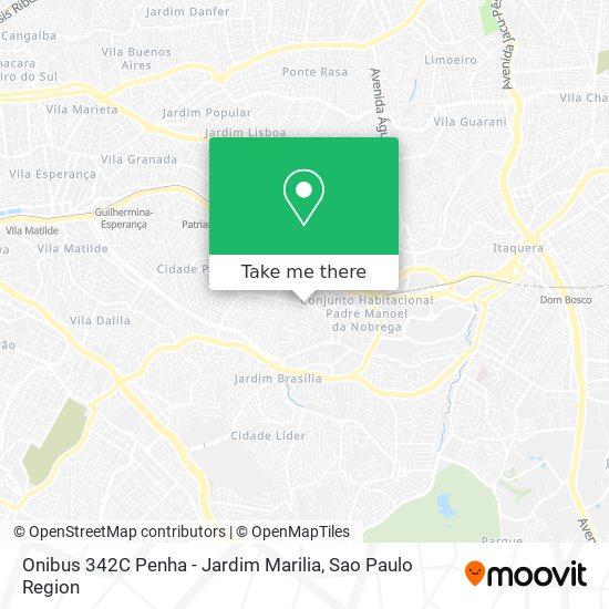 Mapa Onibus 342C Penha - Jardim Marilia