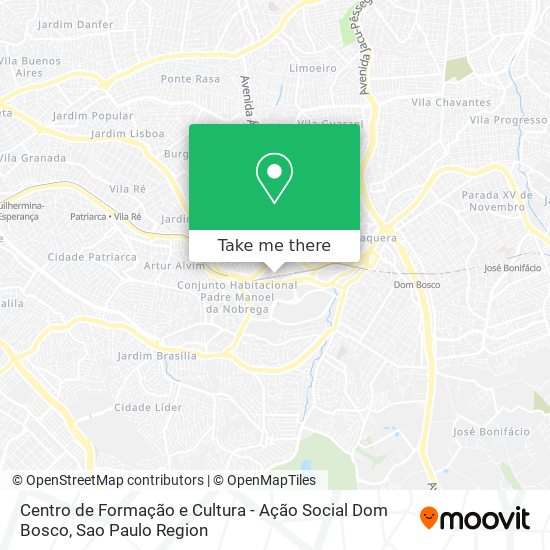 Mapa Centro de Formação e Cultura - Ação Social Dom Bosco