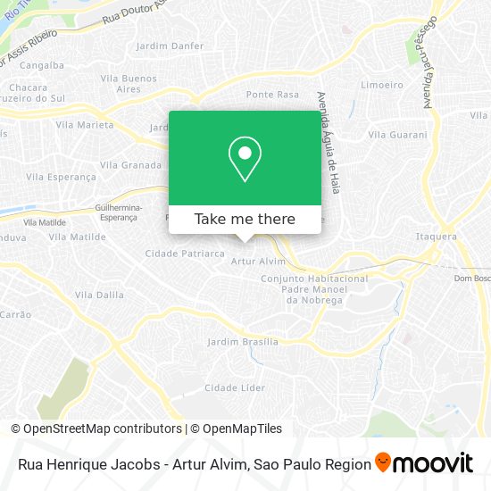Rua Henrique Jacobs - Artur Alvim map