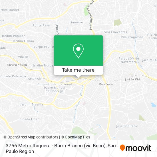 Mapa 3756 Metro Itaquera - Barro Branco (via Beco)