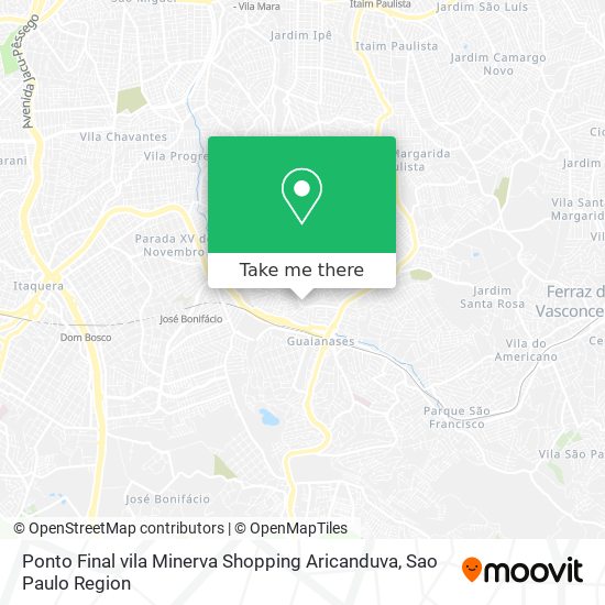 Mapa Ponto Final vila Minerva Shopping Aricanduva