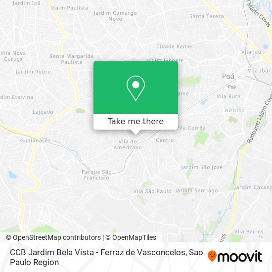 CCB Jardim Bela Vista - Ferraz de Vasconcelos map