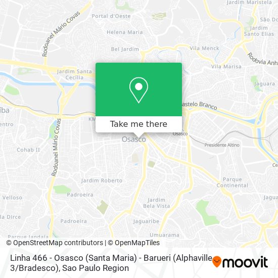 Linha 466 - Osasco (Santa Maria) - Barueri (Alphaville 3 / Bradesco) map