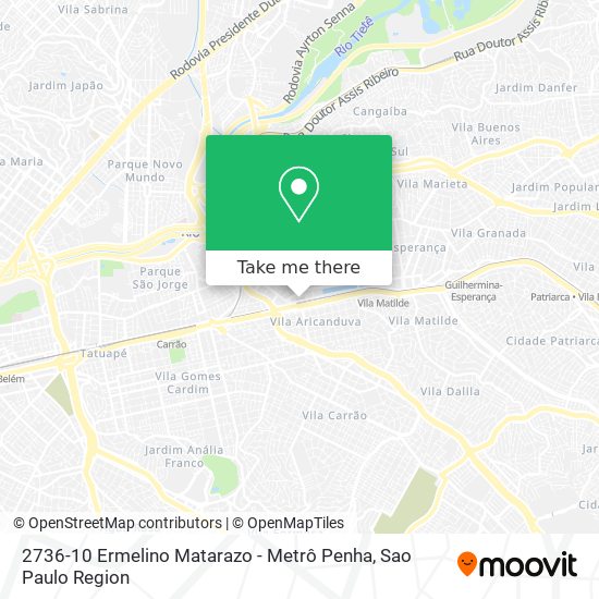 2736-10 Ermelino Matarazo - Metrô Penha map