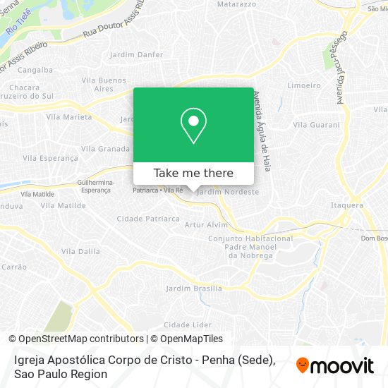 Mapa Igreja Apostólica Corpo de Cristo  - Penha (Sede)