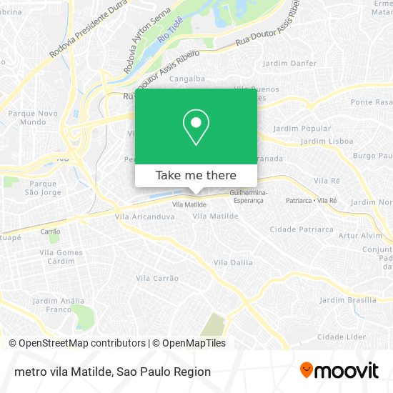 metro vila Matilde map