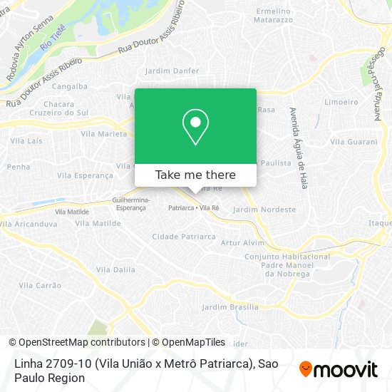 Linha 2709-10 (Vila União x Metrô Patriarca) map