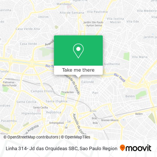 Linha 314- Jd das Orquídeas SBC map