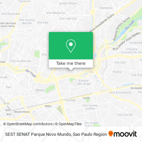 SEST SENAT Parque Novo Mundo map