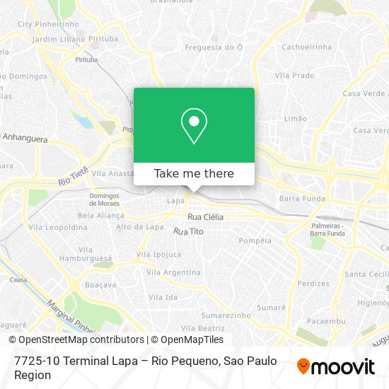 7725-10 Terminal Lapa – Rio Pequeno map