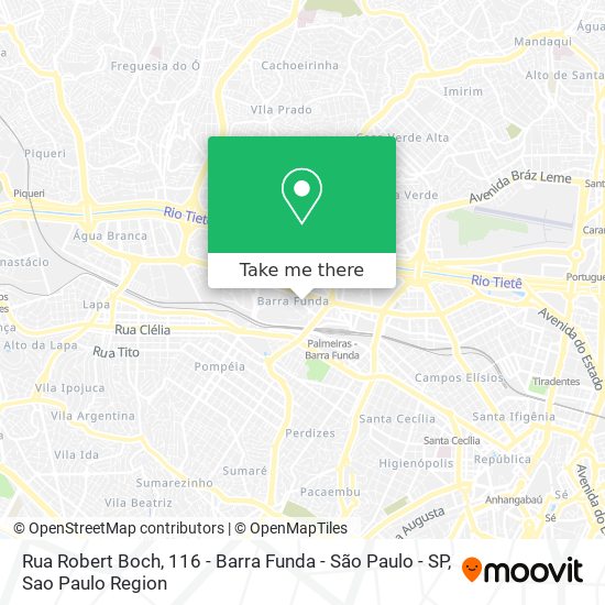 Mapa Rua Robert Boch, 116 - Barra Funda - São Paulo - SP