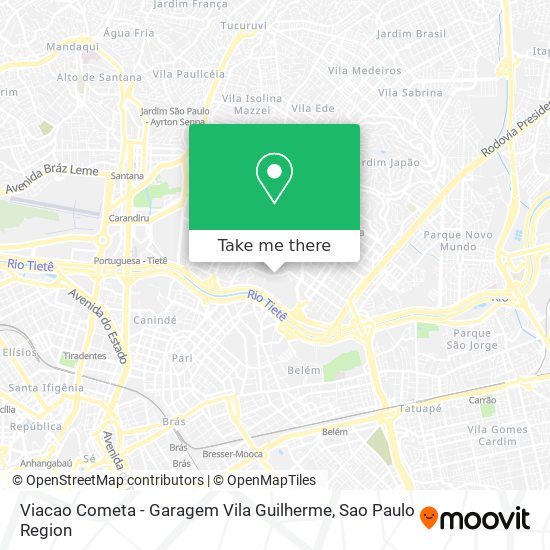 Mapa Viacao Cometa - Garagem Vila Guilherme