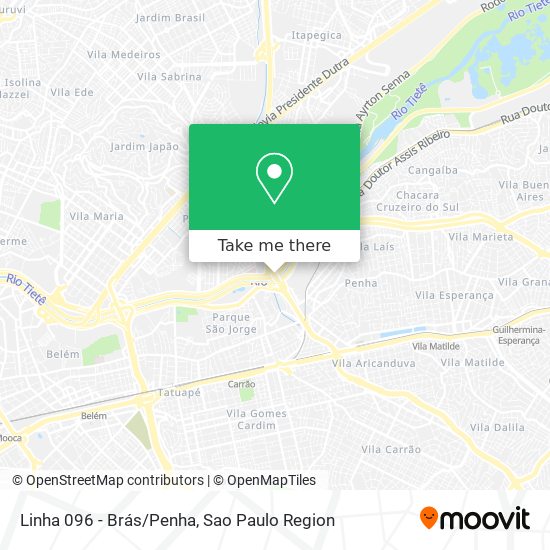 Linha 096 - Brás/Penha map