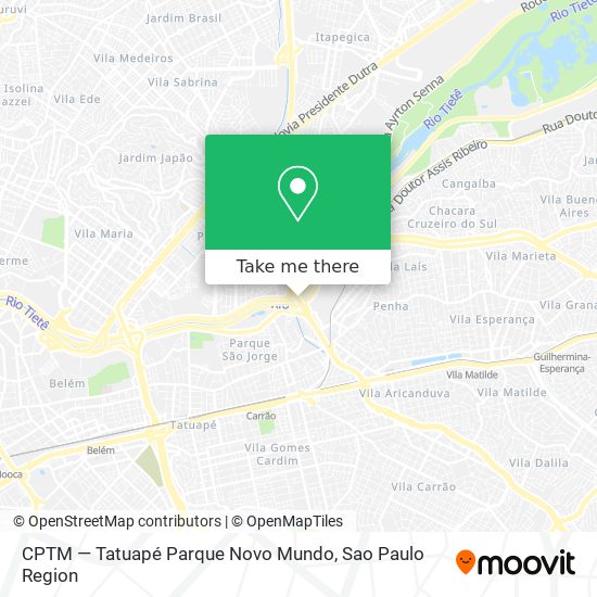 CPTM — Tatuapé Parque Novo Mundo map