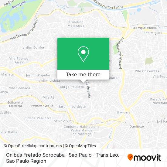 Onibus Fretado Sorocaba - Sao Paulo - Trans Leo map