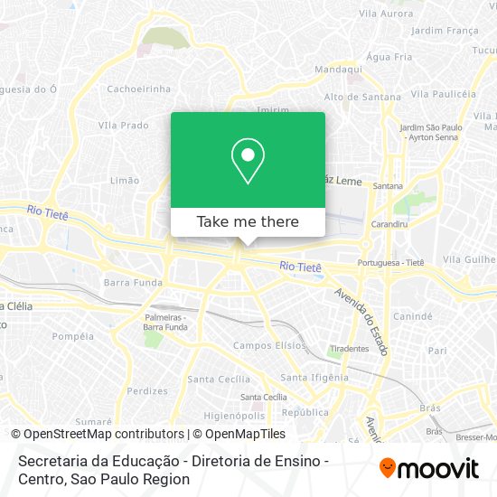 Mapa Secretaria da Educação - Diretoria de Ensino - Centro