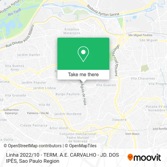 Mapa Linha 2022 / 10 - TERM. A.E. CARVALHO - JD. DOS IPÊS