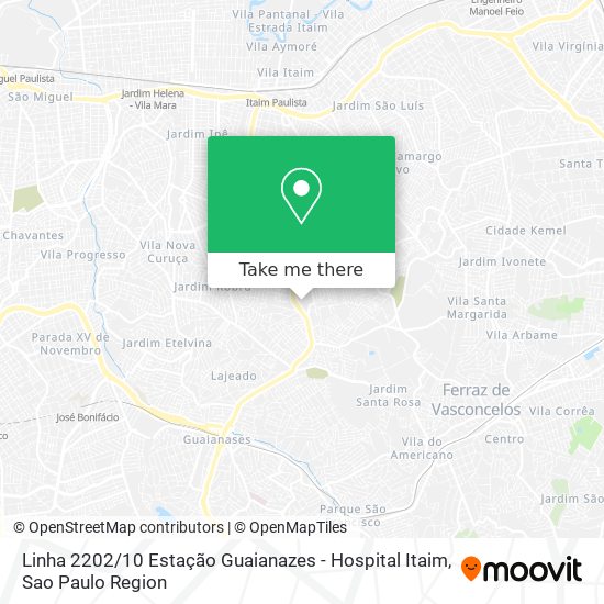 Mapa Linha 2202 / 10 Estação Guaianazes - Hospital Itaim