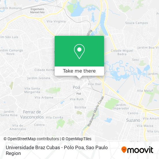 Mapa Universidade Braz Cubas - Pólo Poa