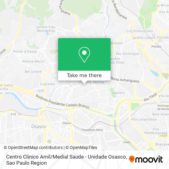 Mapa Centro Clinico Amil / Medial Saude - Unidade Osasco