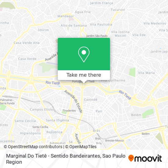 Marginal Do Tietê - Sentido Bandeirantes map