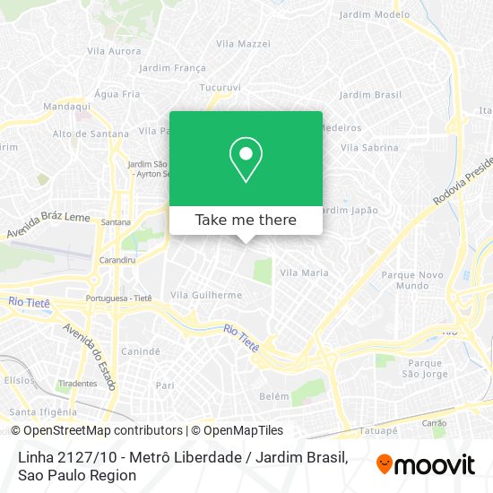 Linha 2127 / 10 - Metrô Liberdade / Jardim Brasil map