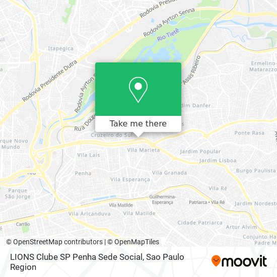 LIONS Clube SP Penha Sede Social map