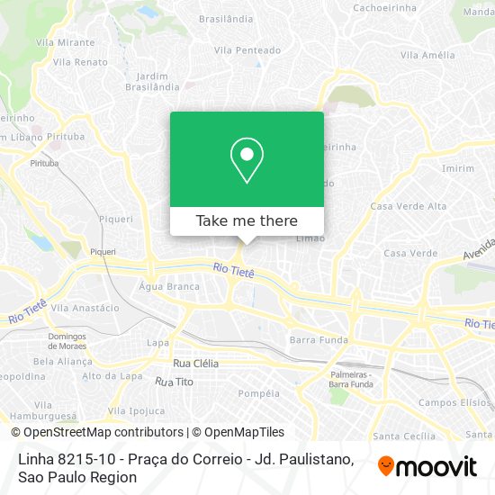 Mapa Linha 8215-10 - Praça do Correio - Jd. Paulistano