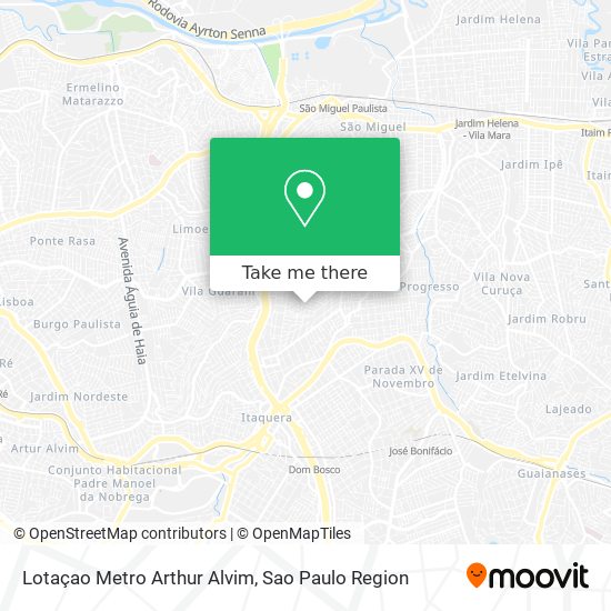 Lotaçao Metro Arthur Alvim map