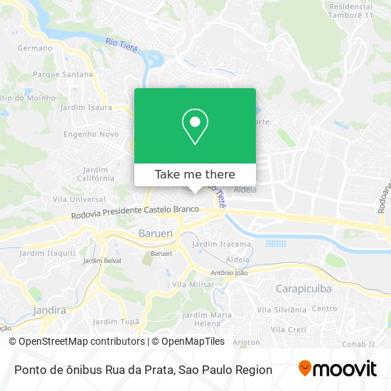 Mapa Ponto de ônibus Rua da Prata