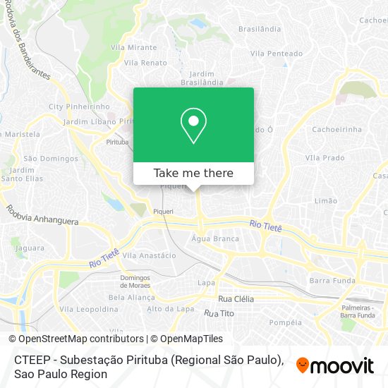 Mapa CTEEP - Subestação Pirituba (Regional São Paulo)