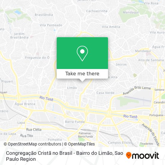 Mapa Congregação Cristã no Brasil - Bairro do Limão