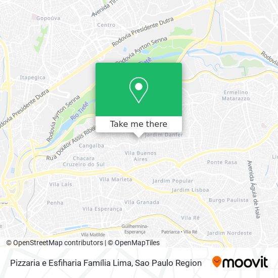 Mapa Pizzaria e Esfiharia Família Lima