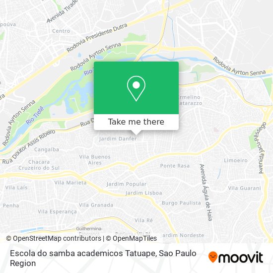 Mapa Escola do samba academicos Tatuape