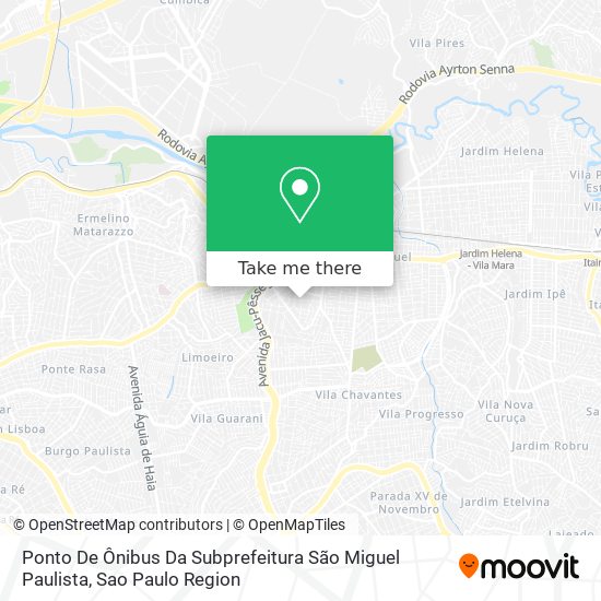 Mapa Ponto De Ônibus Da Subprefeitura São Miguel Paulista