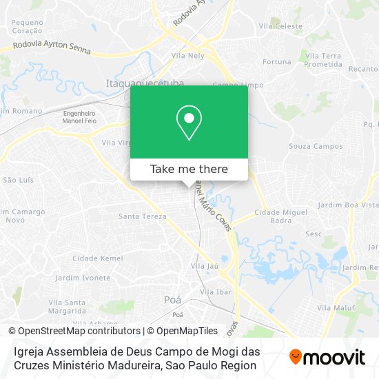 Mapa Igreja Assembleia de Deus Campo de Mogi das Cruzes Ministério Madureira