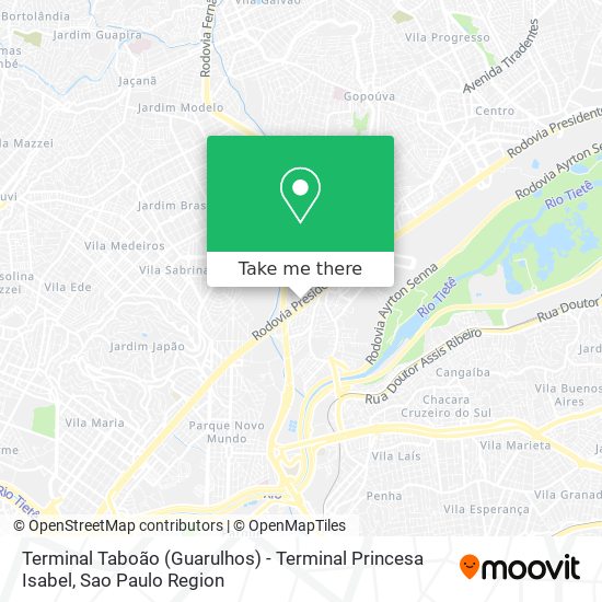 Terminal Taboão (Guarulhos) - Terminal Princesa Isabel map