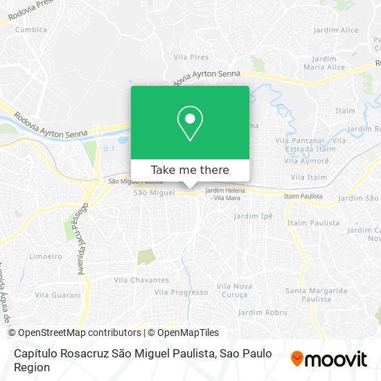 Mapa Capítulo Rosacruz São Miguel Paulista