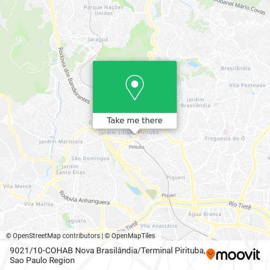 9021 / 10-COHAB Nova Brasilândia / Terminal Pirituba map