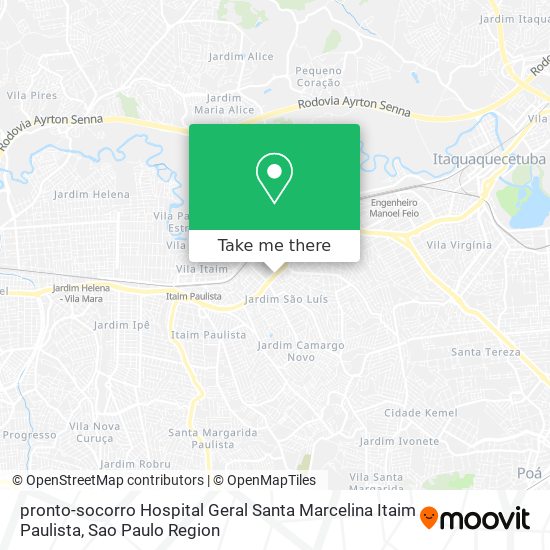 Mapa pronto-socorro Hospital Geral Santa Marcelina Itaim Paulista