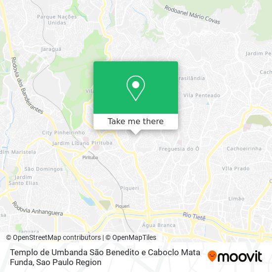 Mapa Templo de Umbanda São Benedito e Caboclo Mata Funda