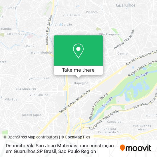 Mapa Deposito Vila Sao Joao Materiais para construçao em Guarulhos.SP Brasil