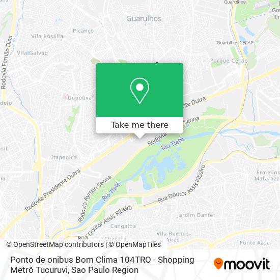 Ponto de onibus Bom Clima 104TRO - Shopping Metrô Tucuruvi map