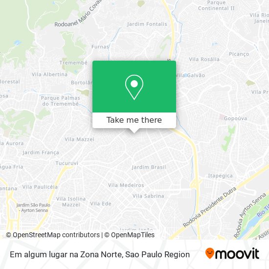 Mapa Em algum lugar na Zona Norte