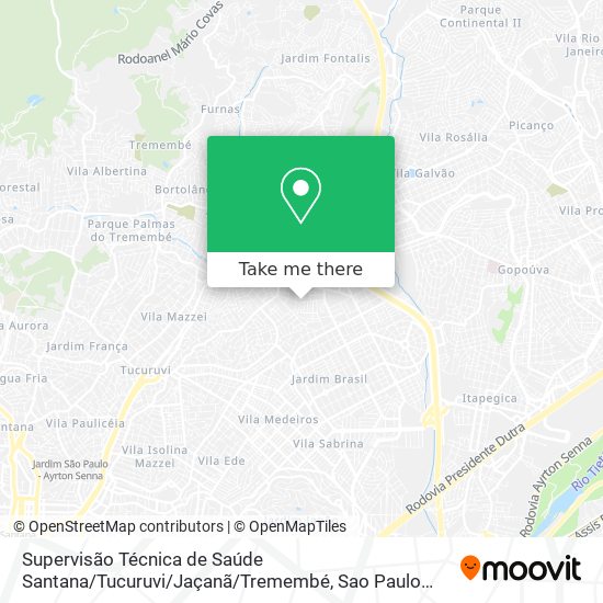 Mapa Supervisão Técnica de Saúde Santana / Tucuruvi / Jaçanã / Tremembé